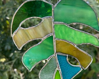 Stained Glass Monstera Leaf Suncatcher