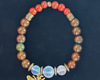 Dragon Vein Agate Carnelian Bracelet