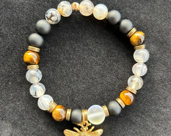 Tiger Eye Matte Onyx Bumblebee Bracelet