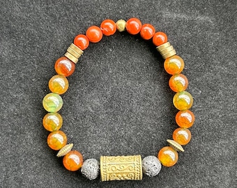 Dragon Vein Agate Carnelian Bracelet