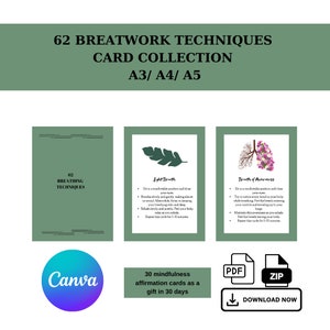 Mindful Breathing Package for Adults, Anxiety for Teens, Grounding Techniques, Coping Skill Cards, Breathing Cards to Relieve Anxiety