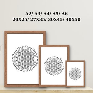 Ho'oponopono Fiore della vita, Minimalista, Regalo eBook Ho'oponopono, Perdono, Bianco e nero, Arte stampabile Ho'oponopono, Arredamento per la casa