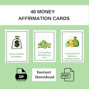 Tarjetas de Afirmaciones Financieras sobre el Dinero, Manifestaciones Financieras / Afirmaciones Financieras Poderosas / Descarga Instantánea de Archivos PDF y ZIP