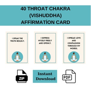 Tarjetas de afirmación del chakra de la garganta, tarjetas de afirmación descarga digital, tarjetas de chakra imprimibles, tarjetas positivas
