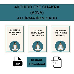Drittes Auge Chakra Affirmationskarten, Affirmationskarten digitaler Download, bedruckbare Chakrakarten, positive Karten
