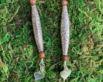 Hill Tribe Silver Pod Earrings With Semi Precious Unakite Stones