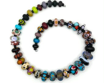 Set of Orphan artsy lampwork glass beads for jewelry making