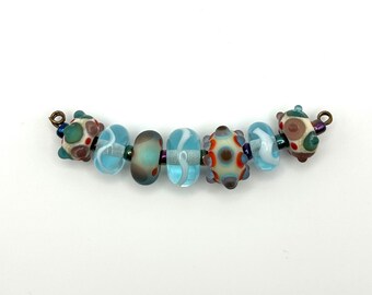 Set of Beach inspired lampwork glass beads for jewelry making