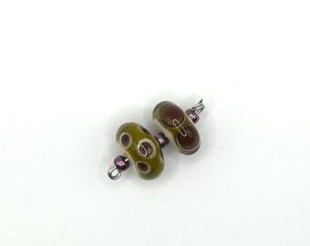 Set of artsy lampwork glass beads for jewelry making