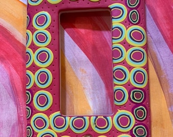 Fuchsia Pink and Lemon Mosaic Switch Plate Cover