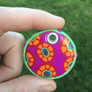Artisan Handmade Polymer Clay Large And Colorful Pendant