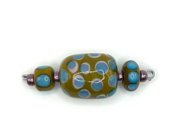 Set of artsy lampwork glass beads for jewelry making