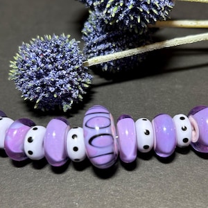 Purple handmade lampwork glass bead set