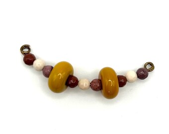 Pair of mustard yellow earring beads lampwork artisan beads