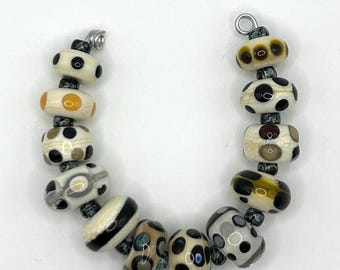 Set of artsy lampwork glass beads for jewelry making