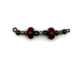 Pair of burgundy maroon earring beads lampwork artisan beads