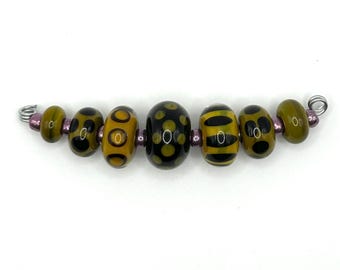 Set of artsy lampwork glass beads for jewelry making