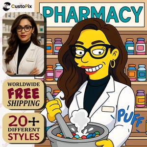 Pharmacist Gift, Custom Portrait from Photo as Cartoon Character, Pharmacy Student Graduation Gifts, Pharmacist Gifts, Pharmacy Grad Gift