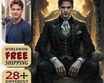 Custom Gothic Vampire Portrait: Dark Fantasy Personalized Art