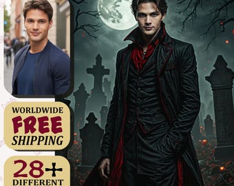 Custom Gothic Vampire Portrait: Dark Fantasy Personalized Art