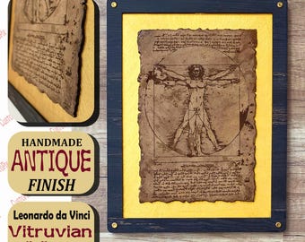 Arte mural del Hombre de Vitruvio: dibujo vintage de la anatomía de Da Vinci hecho a mano