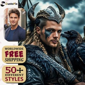 Vikings Ragnar Rollo Style Custom Portrait Canvas - Berserker Warrior Birthday Gift - Vikings TV Show Fan Art Wall Print CPS017