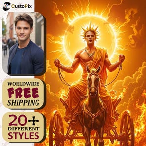 CPM016 Custom Greek God Portraits – Realistic Mythological Art, Personalized Divine Masculinity Illustrations & Fantasy Magic