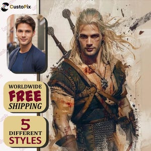 Geralt of Rivia Canvas Portrait: Medieval Fantasy Wall Art