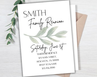 Family Reunion Invitation, Minimalist Family Reunion Invitation, Family Reunion Template, Family Reunion Invite, Family Gathering Invite