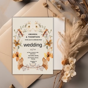 Wildflower Gatefold Wedding Invitation, Pretty Wedding Invitation, Gatefold Wedding Invitation, Wildflowers Wedding Invite, Summer Invite