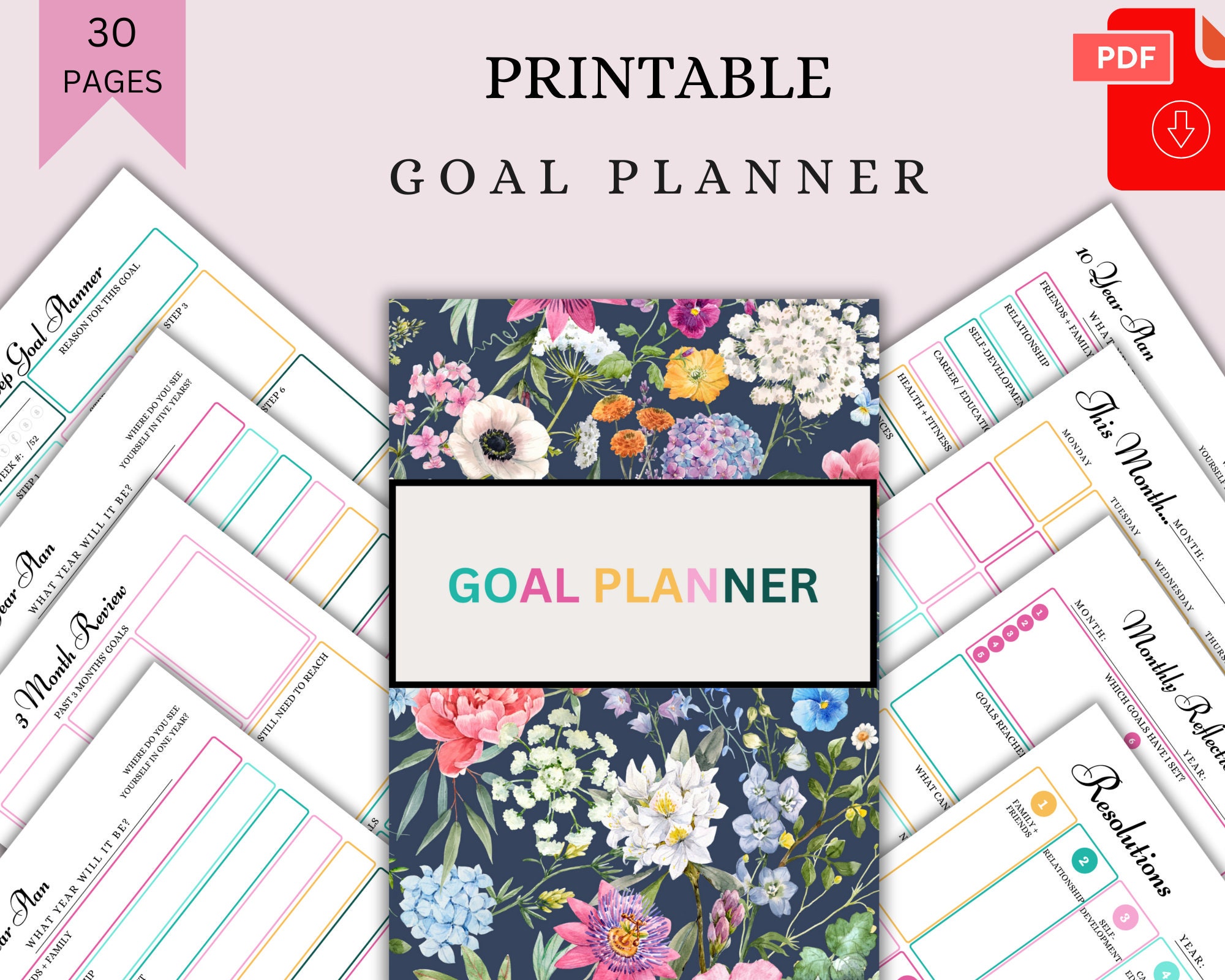Goal Planner BUNDLE, 2024 Goals Tracker, SMART Goal Setting Kit, New ...