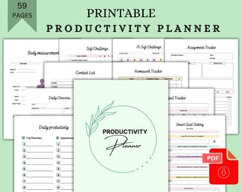 Planificador de productividad Planificador de TDAH para adultos Planificador diario Planificador semanal Paquete de planificador mensual A4 us letter insertos clásicos pdf