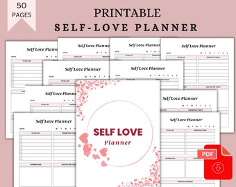 Self Love Planner Printable and Editable Template for, Self Care Journal, Affirmation Journal, Self-Love Workbook, self care jounal, pdf