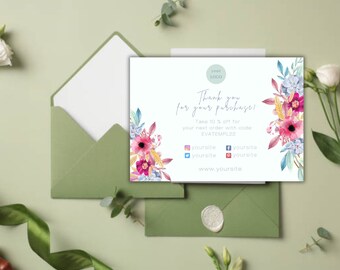 Small Business Thank You Card Template, Printable Thank You Package Insert, Modern Business Thank You, Handmade with Love, Editable