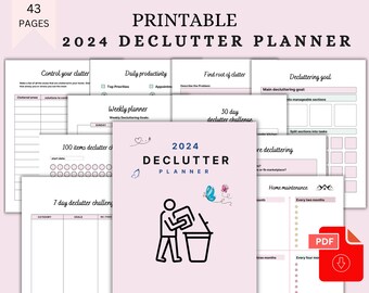 Declutter Planner, declutter checklist, cleaning schedule, cleaning checklist, declutter challenge, cleaning planner, adhd cleaning, PDF