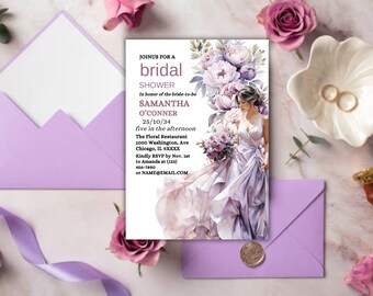 Wildflower Bridal Shower Invitation, Floral Bridal Shower Invite, Instant Editable Digital or Printed, bridal shower, instant download, pdf