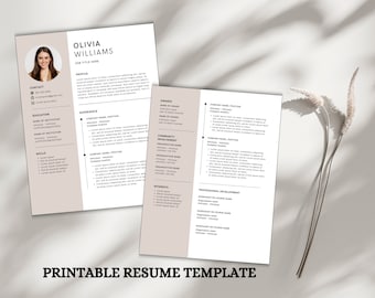 Resume Template, Modern Resume Template Word & Mac Apple Pages, Professional ATS Friendly Resume Template, Clean Executive CV Template