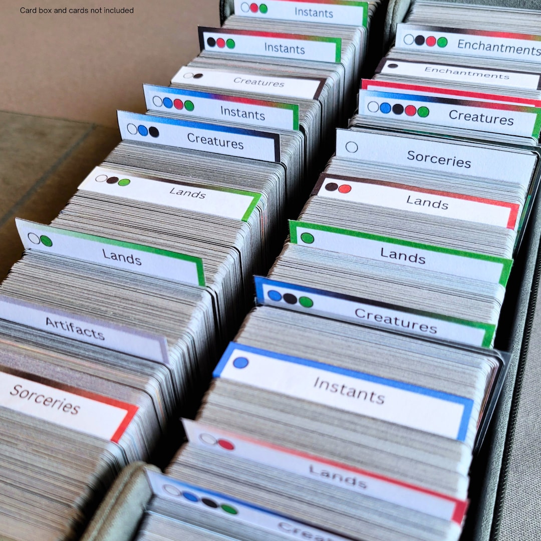 Printable Trading Card Dividers With Editable Text to Organize by Color 5 Color Combos & Grey - Etsy