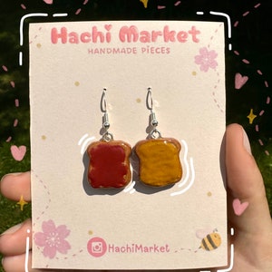 Handmade Clay Peanut Butter and Jelly Sandwich Earrings