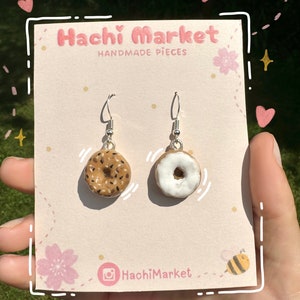 Handcrafted Clay Miniature Bagel Earrings