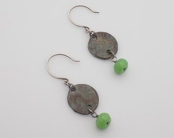 Vera Earrings - Chrysoprase Copper Sterling Silver Earrings