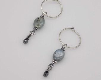 Helen Earrings - Kyanite Hematite Sterling Silver Earrings