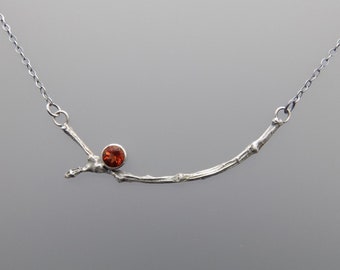 Willow Necklace - Bezel Set Faceted Andesine Sterling Silver Necklace