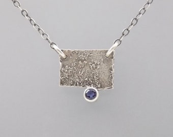 Ione Necklace - Bezel Set Faceted Iolite Sterling Silver Necklace