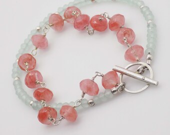 Gemma Bracelet - Rose Quartz Chalcedony Sterling Silver Bracelet