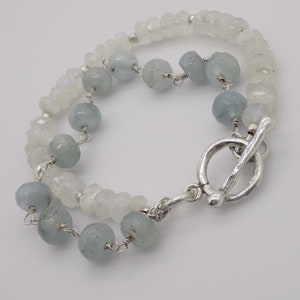 Luna Bracelet - Aquamarine Moonstone Sterling Silver Bracelet