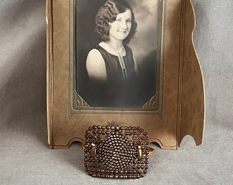 Antique Georgian, Victorian French Cut Steel Cuff Bracelet, C. 1850-1910, Adjustable, Rare Bronze Tone