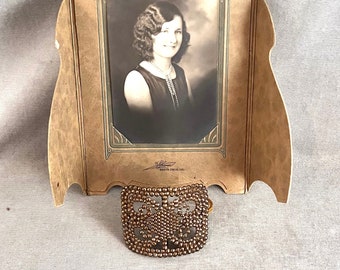 Antique Georgian, Victorian French Cut Steel Cuff Bracelet, C. 1850-1910, Adjustable, Rare Bronze Tone