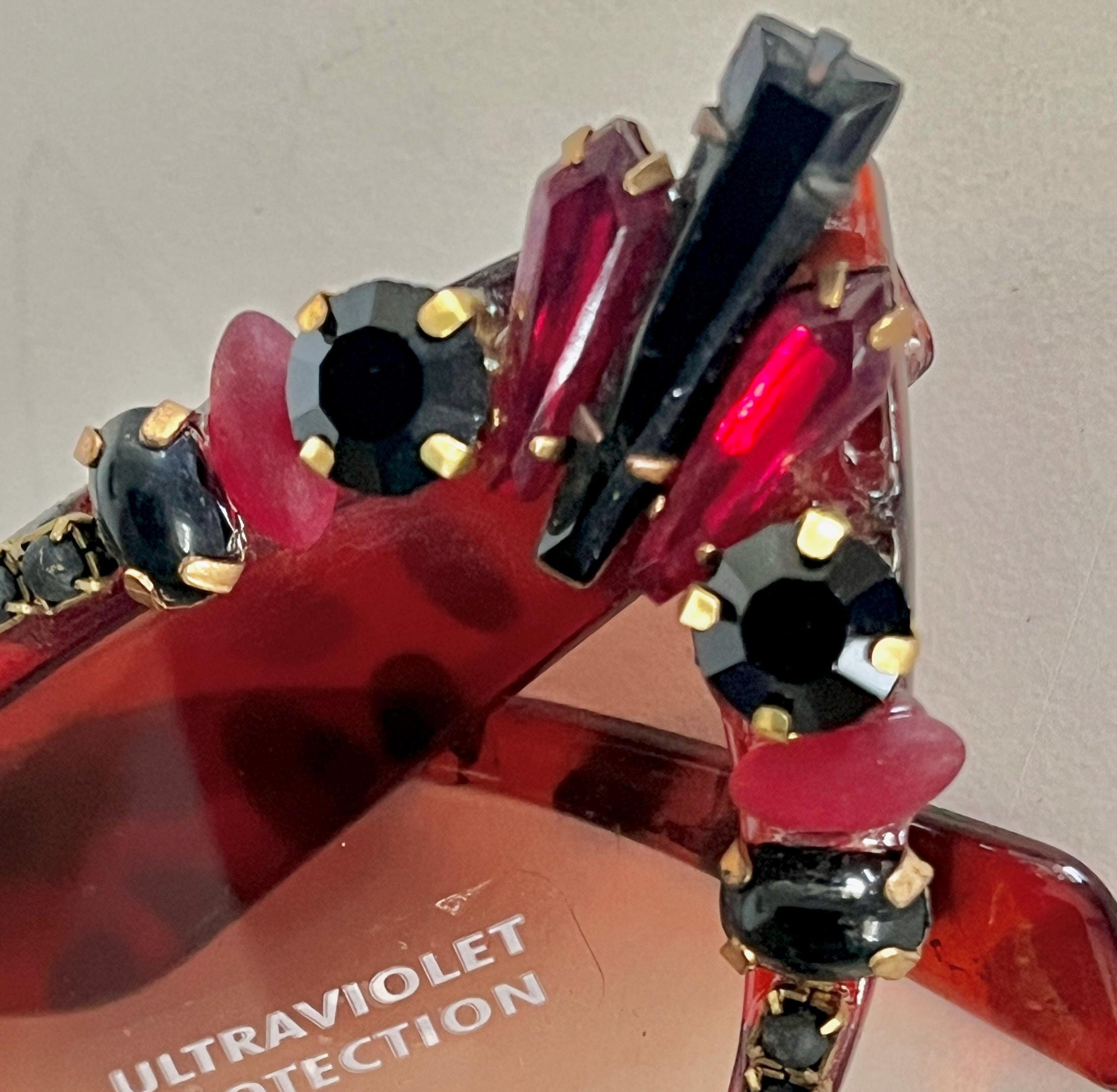 OOAK Hand Embellished, Jeweled Retro Cateye, Cat Eye 