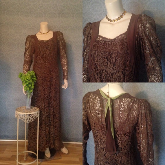 Late 1920s , Early 1930s Gatsby Metallic Lace Gow